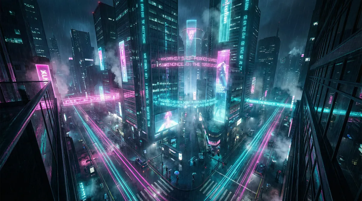 王保长后传高清 竖屏短剧平台首页背景 - 赛博朋克都市夜景